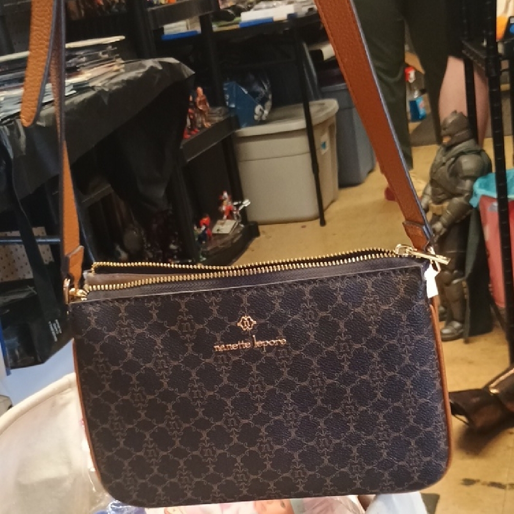 Nanette Lepore Elegant Black and Brown Crossbody Bag